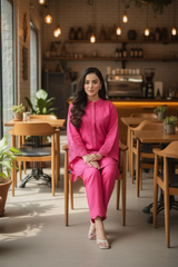 Pink Embroidered Coord