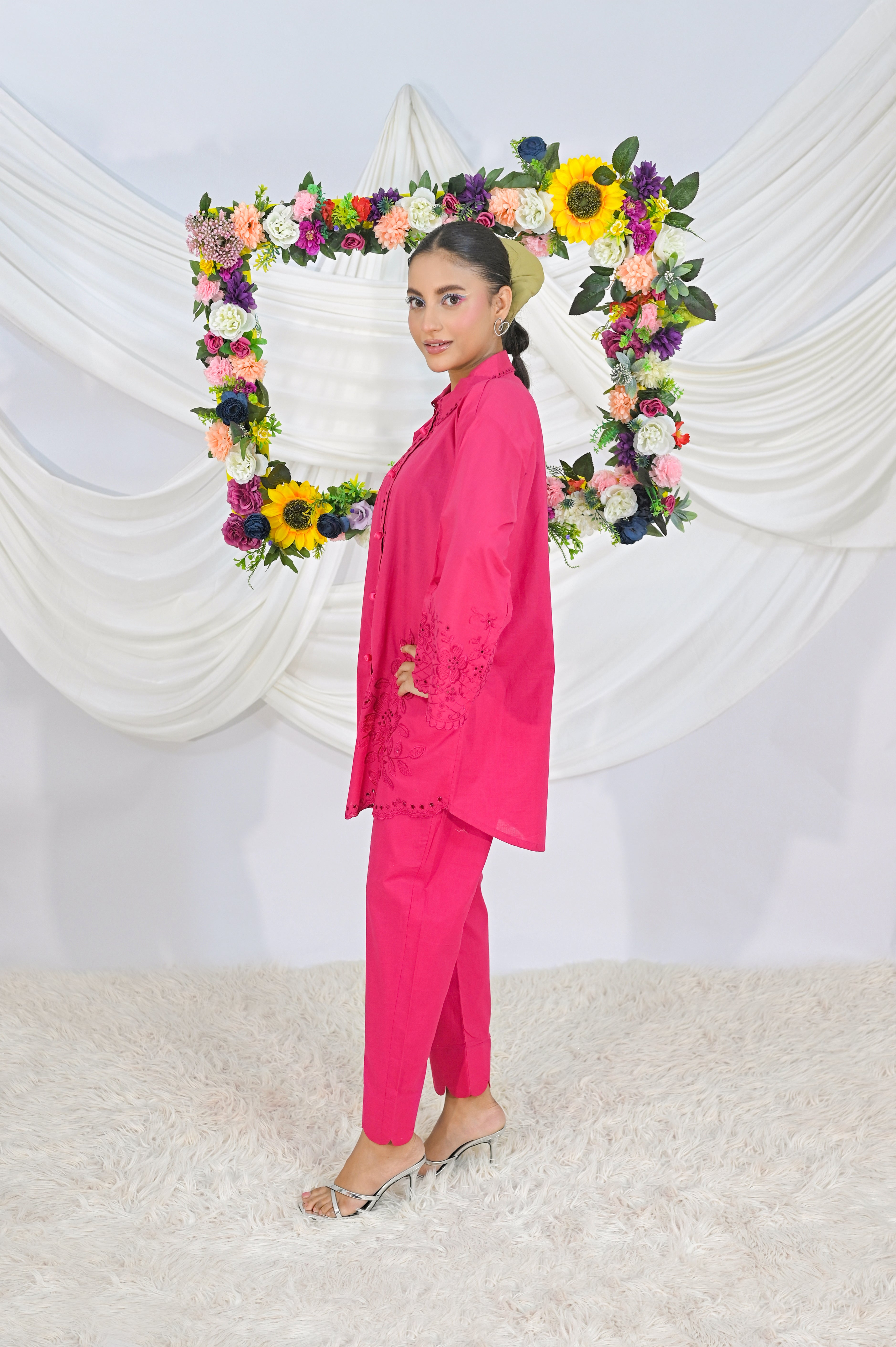 Hot Pink Embroidered Co’ord