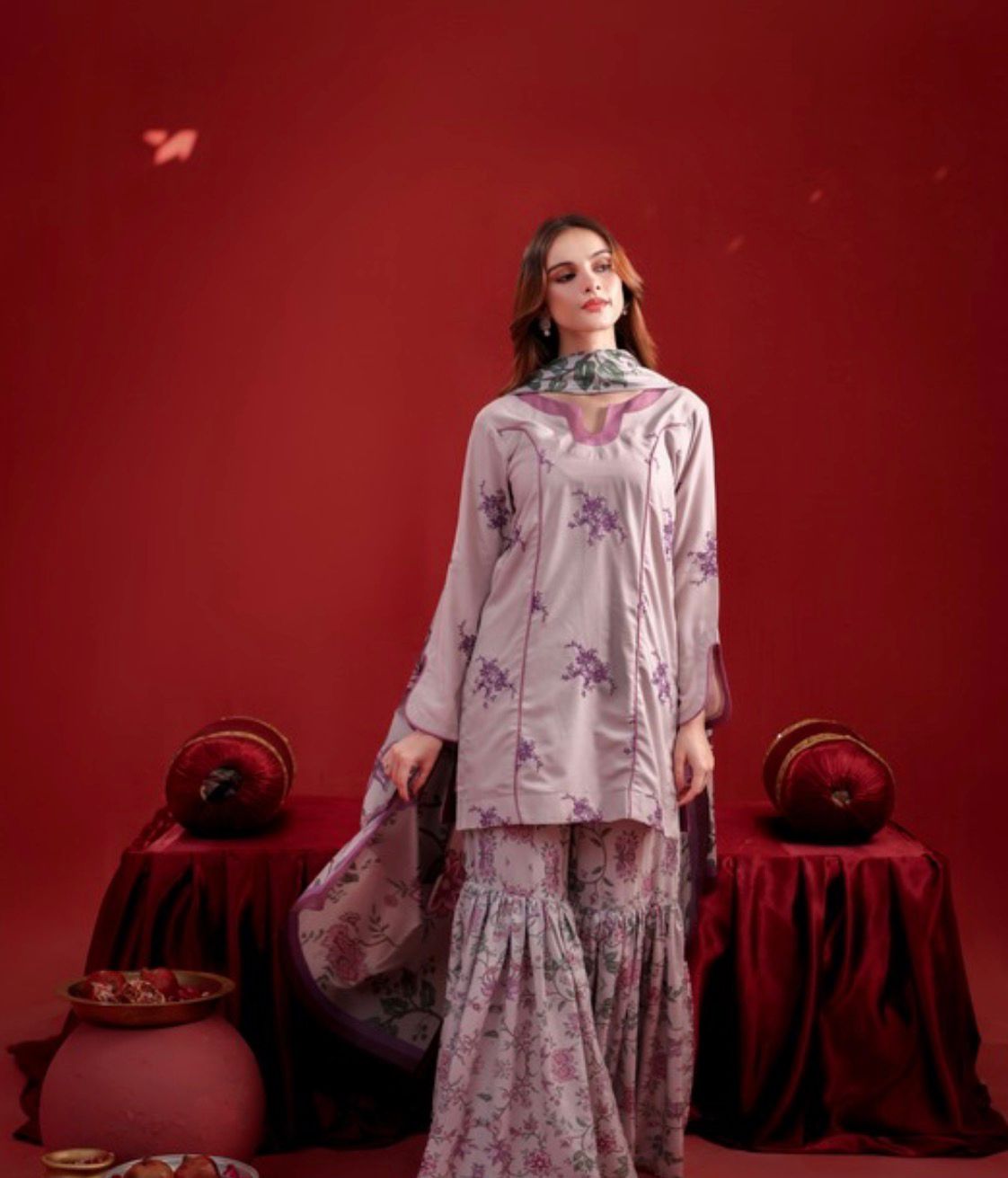 Floral Purple Gharara