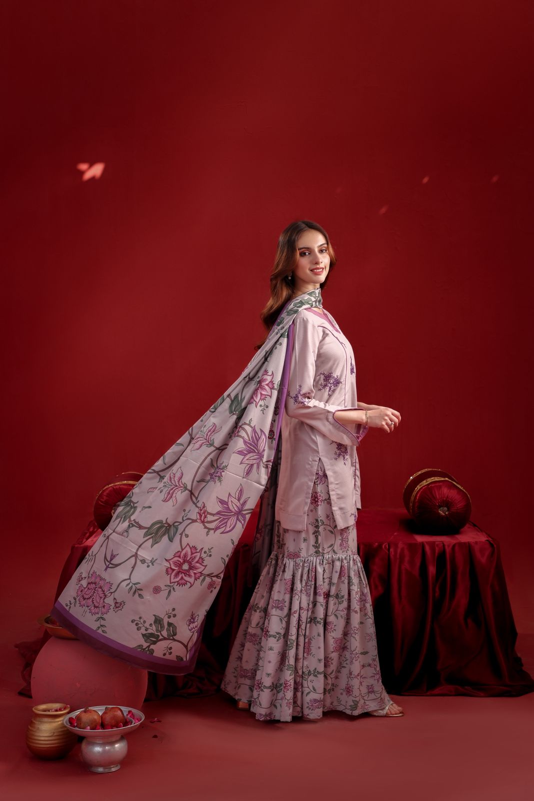 Floral Purple Gharara