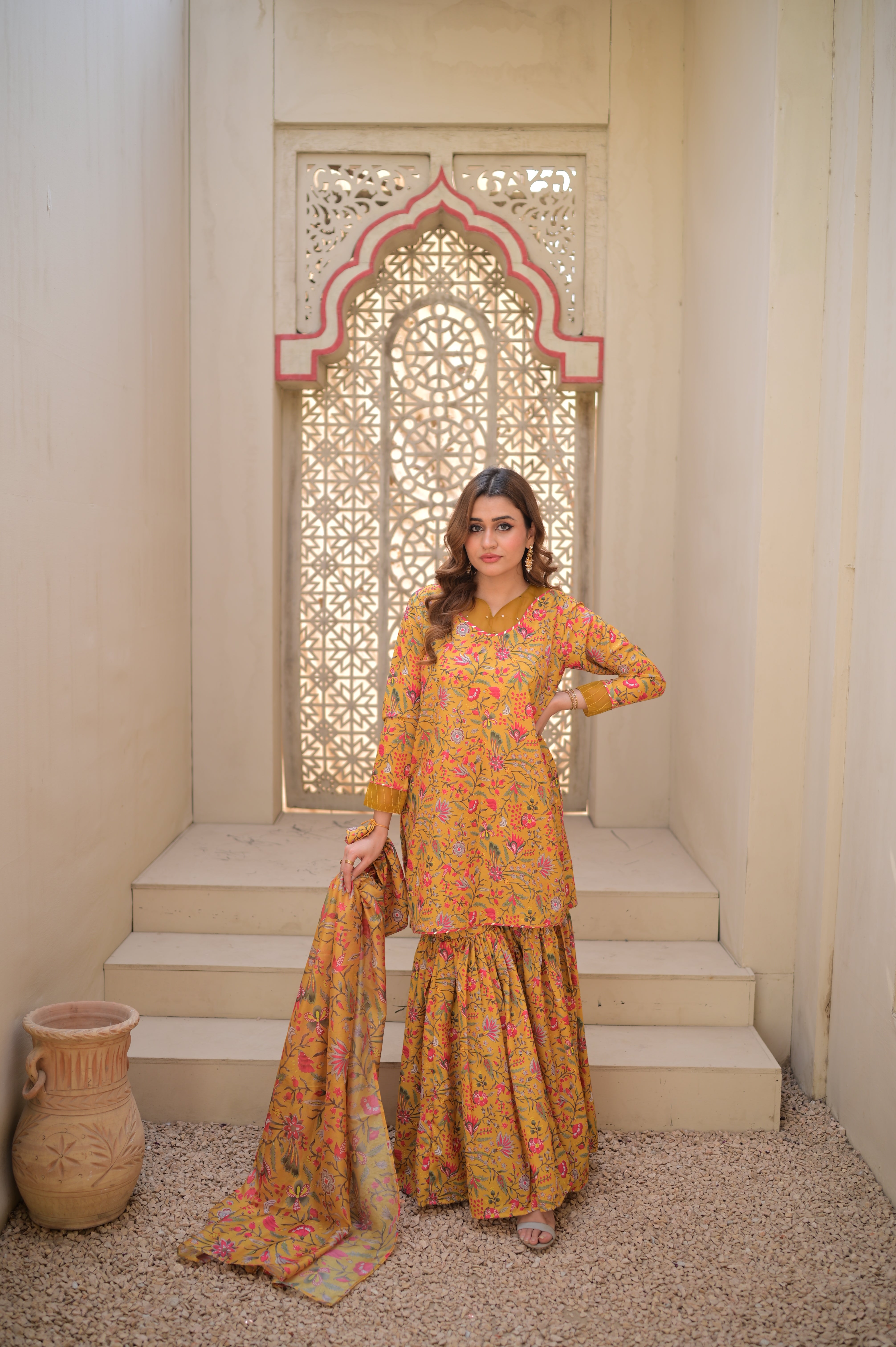 MUSTARD GHARARA SET
