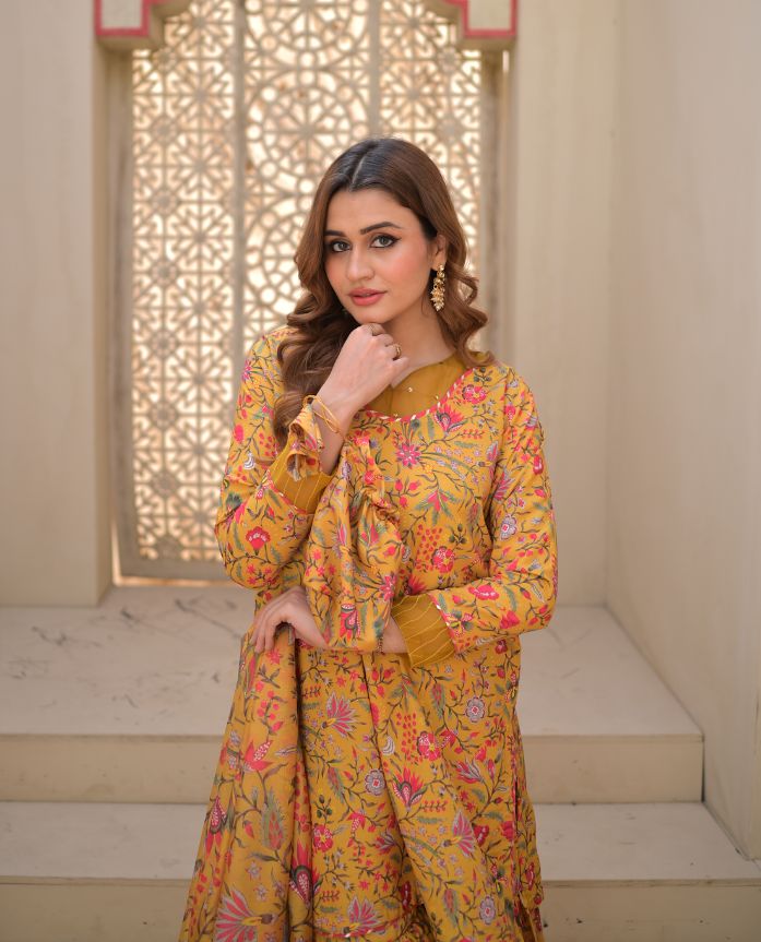 MUSTARD GHARARA SET